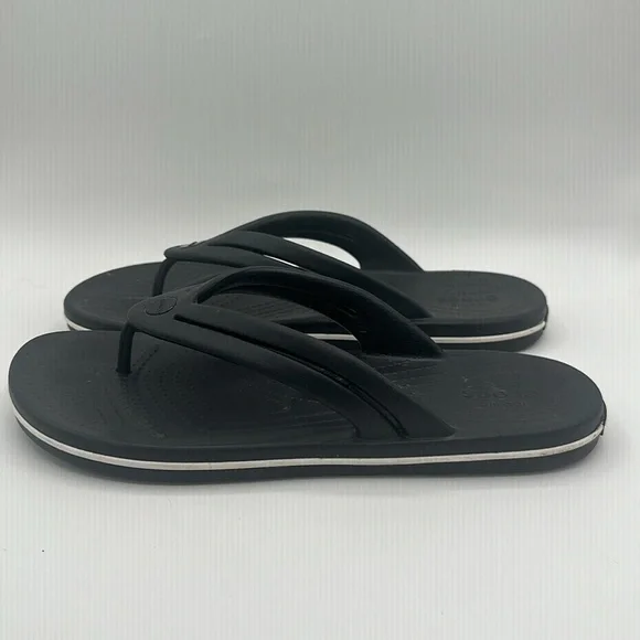 Crocs Crocband Flip Flops Womens Size 10 Sandals Graphite Black Waterproof Thong - Picture 3 of 12